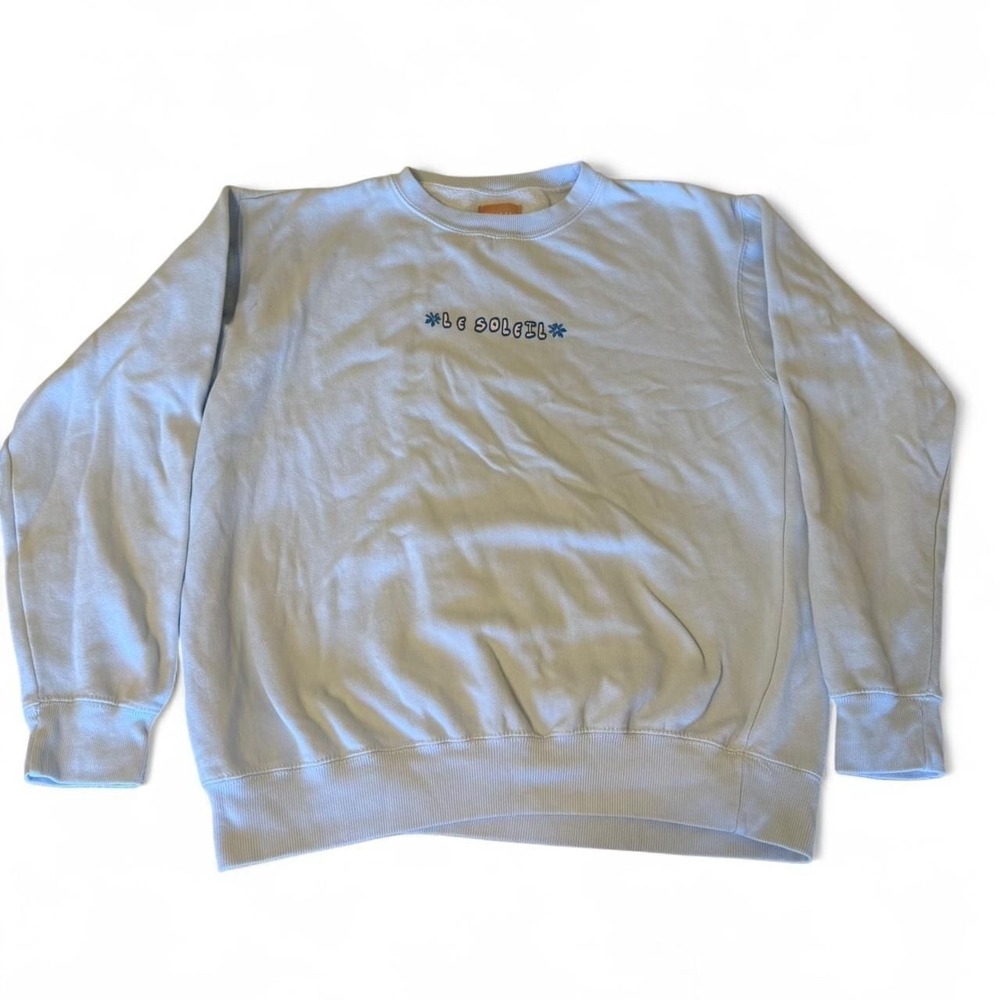 Show Me Your Mumu Stanley Baby Blue 'Le Soleil' Graphic Crewneck Sweatshirt - Si